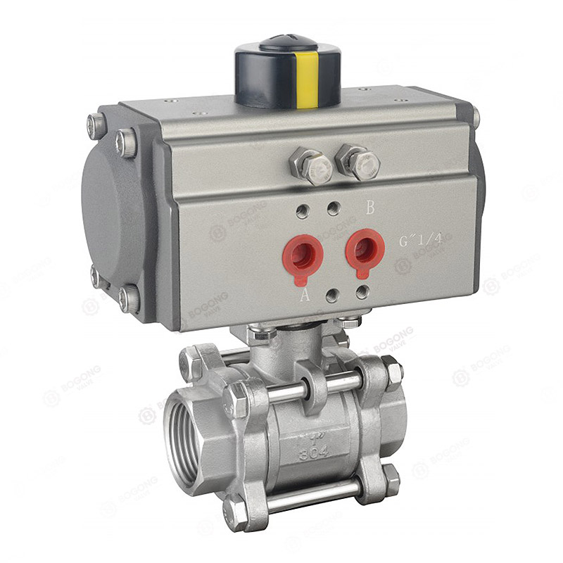 Pneumatic three-piece screw ball valve