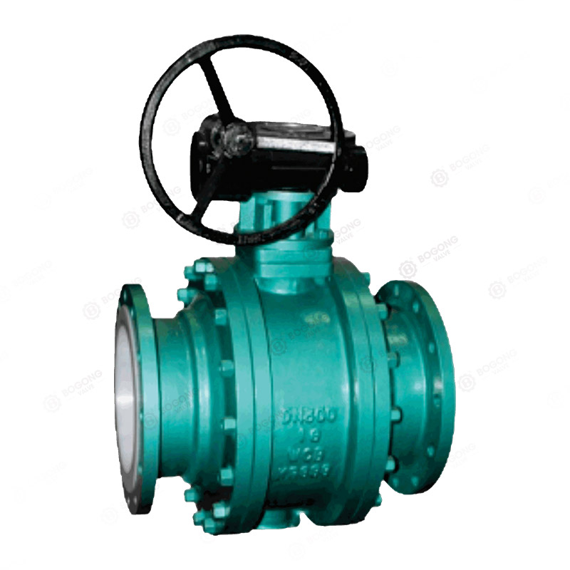 Fluorine lined worm gear flange ball valve